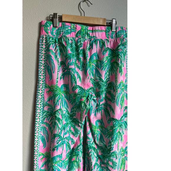 LILLY PULITZER Bal Harbour Print Wide Leg Pant in Suite Views Pink Blossom SZ M - Picture 4 of 7
